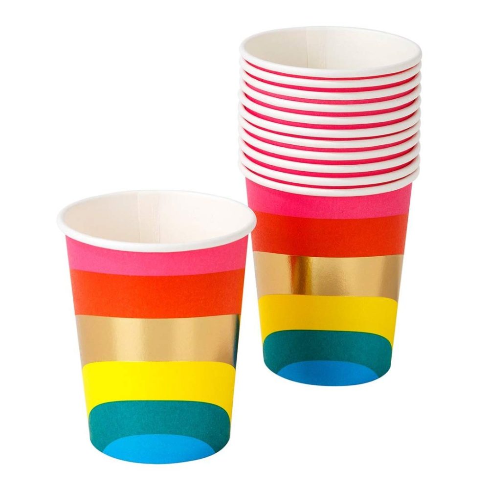 Talking Tables Pack of 8 Rainbow Paper Party Cups Birthday Partyware for Kids or Adults | Recyclable & Disposable Tableware | Volume: 250ml (9oz), Rbcups - Image 3