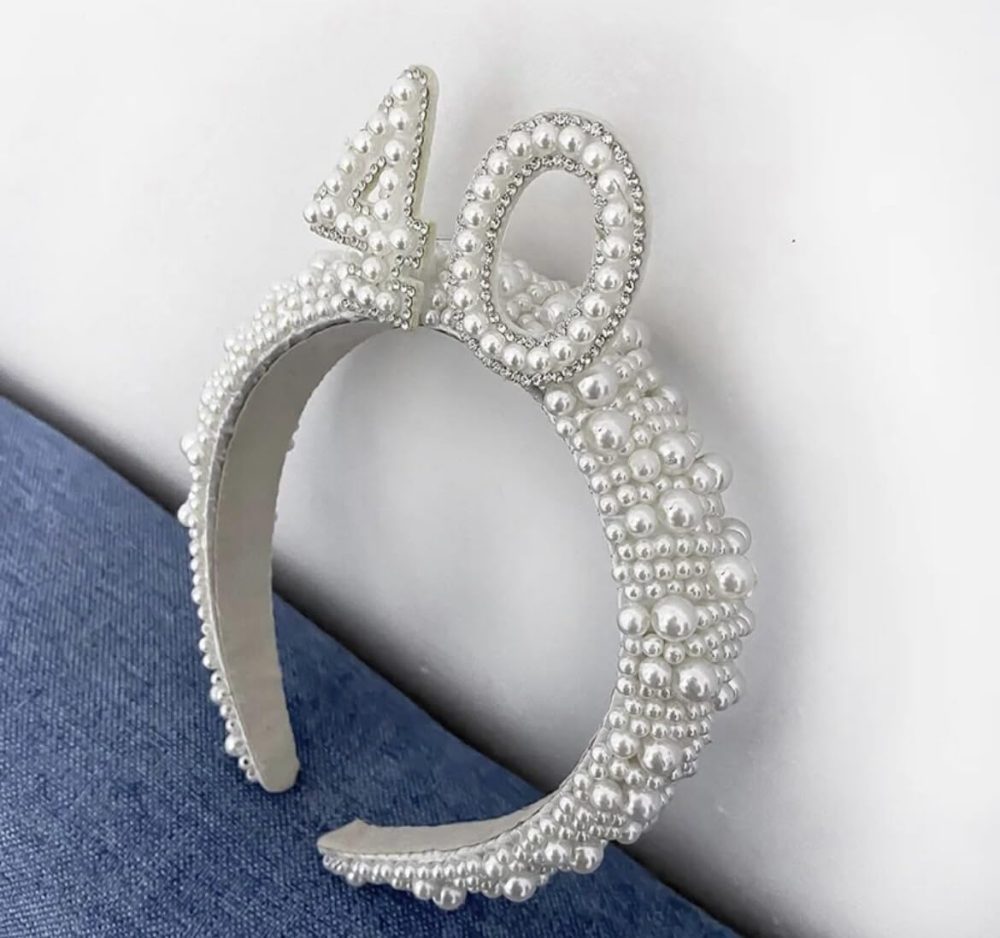 Generic 40th PEARL BIRTHDAY HEADBAND- Birthday Headpiece Its My 30th Birthday Tiara Crown Girl Women Rhinestone Birthday Headband Birthday Party Supplies - Image 2