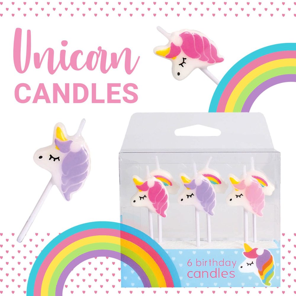 Baked with Love Unicorn Candles, Pink and Purple Unicorns for Cakes and Cupcakes, Pack of 6 - Image 7