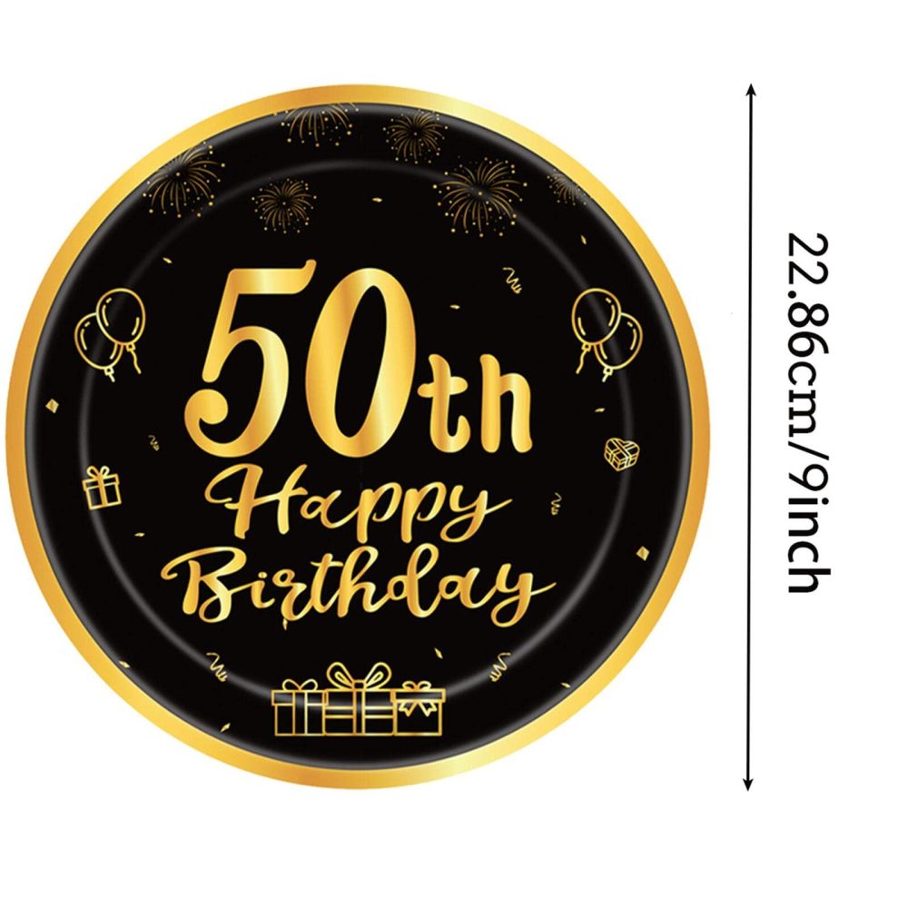 Happy 50th Birthday Paper Plates 9”Black and Gold,16Pcs Disposable Tableware Party Plates,Happy 50th Birthday Decorations Plates for Women,Men,Him,Her 50th Birthday Party Supplies Table Decorations - Image 5