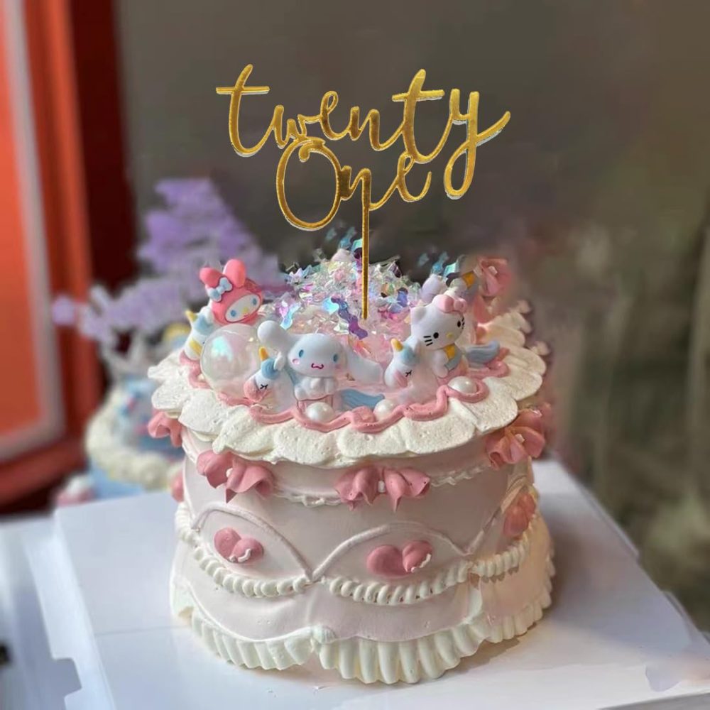 Gold Glitter Acrylic Twenty One Cake Topper, 21th Birthday Cake Toppers, 21th Anniversary Party Decorations Supplies - Image 3