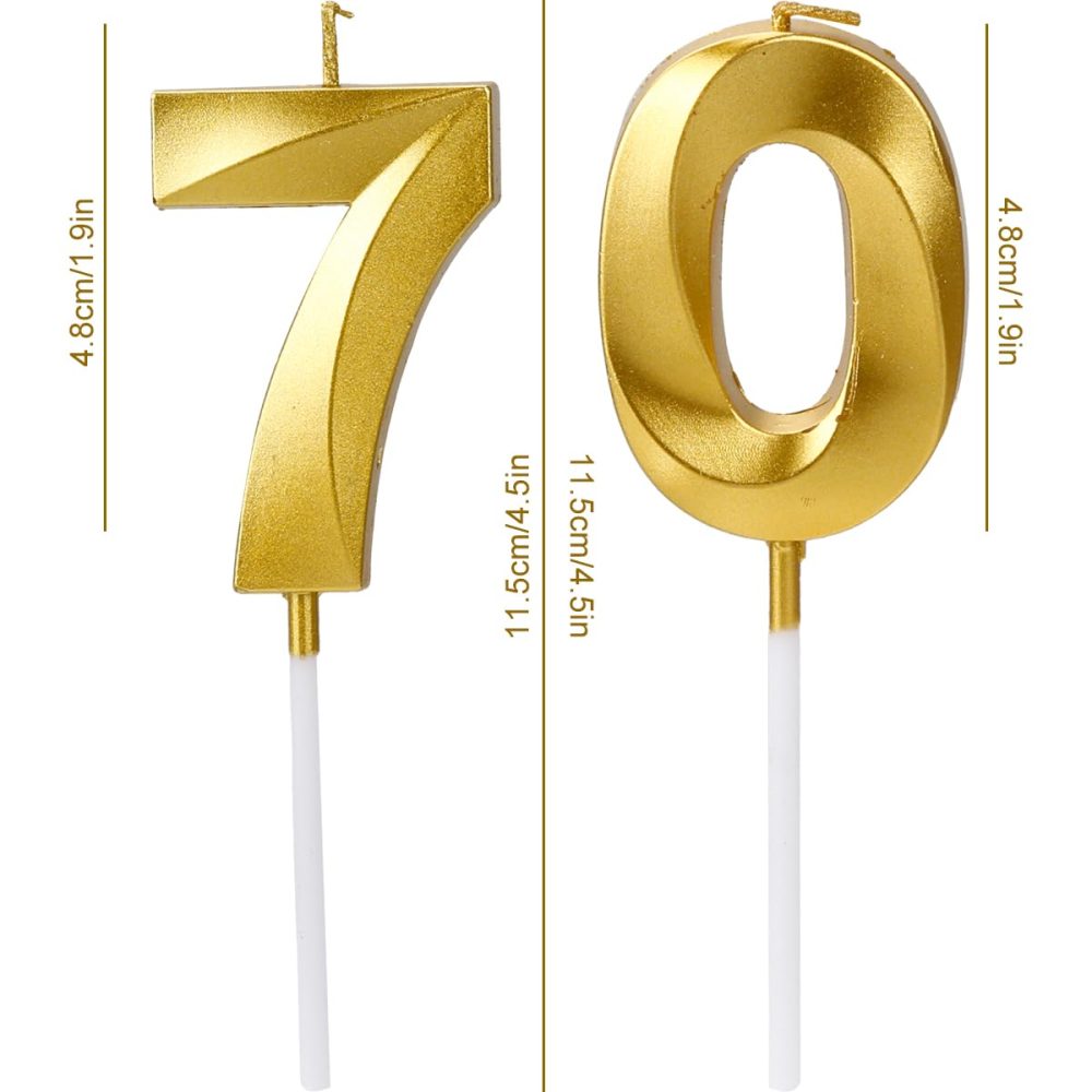 Gold Digital Birthday Cake Candles - Number 70 Candles for 70th Birthday Happy Birthday Smokeless Environmental Protection Birthday Candle for Birthday Cake - Image 5