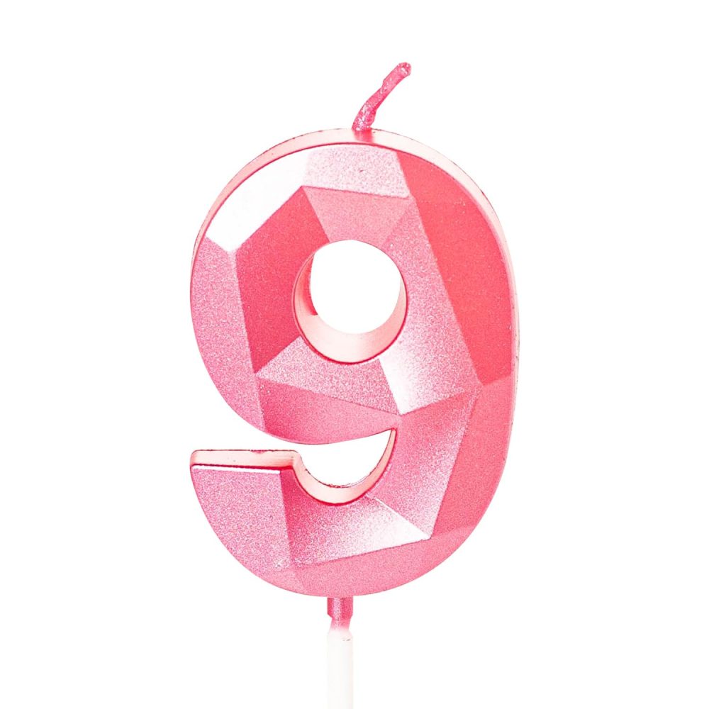 9th Birthday Candle Pink Number 9 Candle for Birthday Cake, Pink 9 Birthday Candle 9th Candle for Cake, 9th Birthday Cake Candle Cake Toppers for 9 Year Old Girls Pink