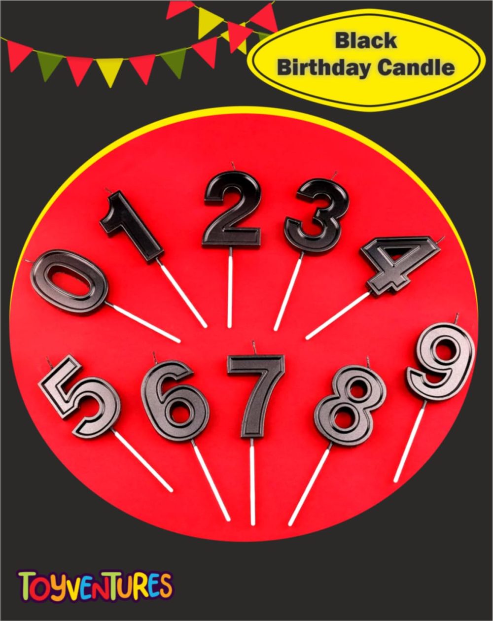 TOYVENTURES Black Number Birthday Candle 3D Designed Cake Topper Decorations for Happy Birthday Candles Wedding Anniversary (Number 2) - Image 4