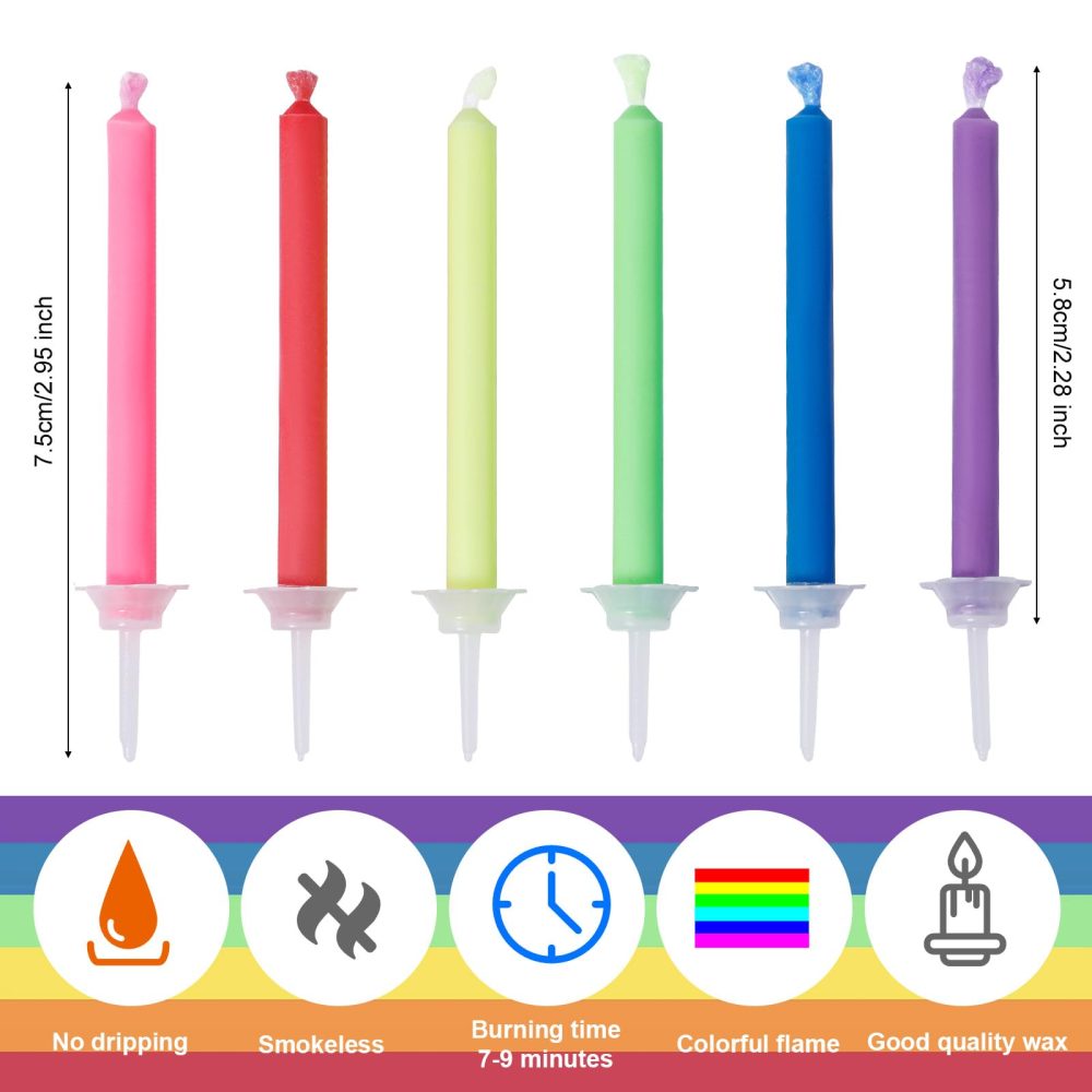 24pcs Colored Flame Candles, 2.28 Inch Long Colorful Birthday Candles with Bases Birthday Cake Candles for Birthday Cake Decorations - Image 7