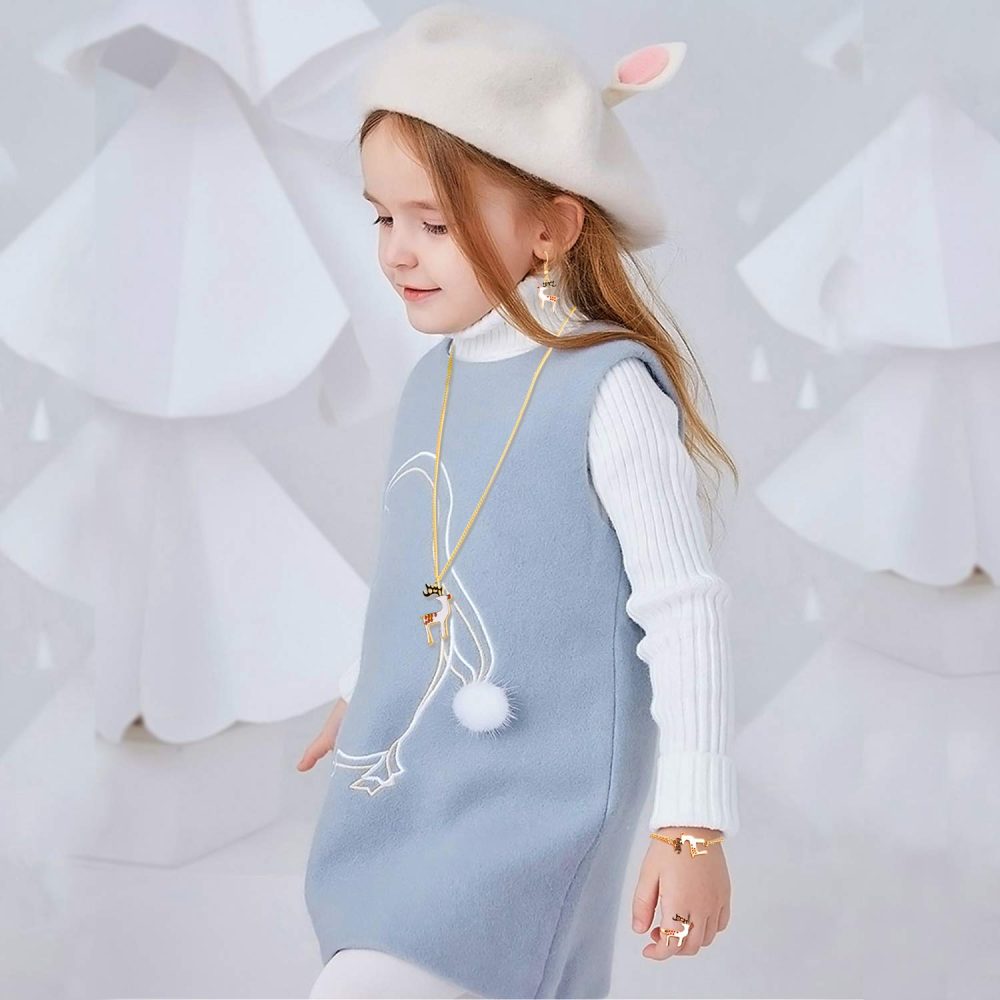 HOWAF 10pcs Christmas Jewellery Set for Kids, Christmas Necklace Chains Rings Bangles Bracelets Earrings Pendant Decoration for Girls Children Gift Party Bags Fillers Favours Supplies Ornaments - Image 4