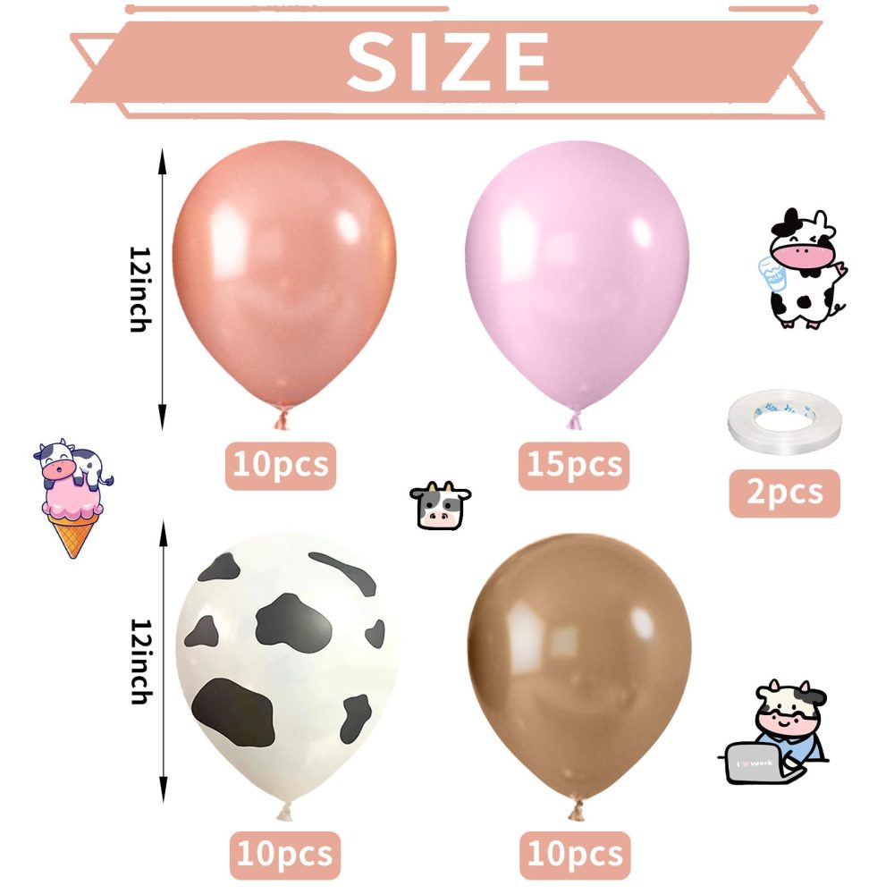 Cow Print Balloons, 52 PCS 12 Inch Maca Pink Brown Rose Gold Cow Balloons Helium Latex Balloons for Birthday Baby Shower Cow Print Party Cowgirl Rodeo Party Farm Party Decorations Supplies - Image 7