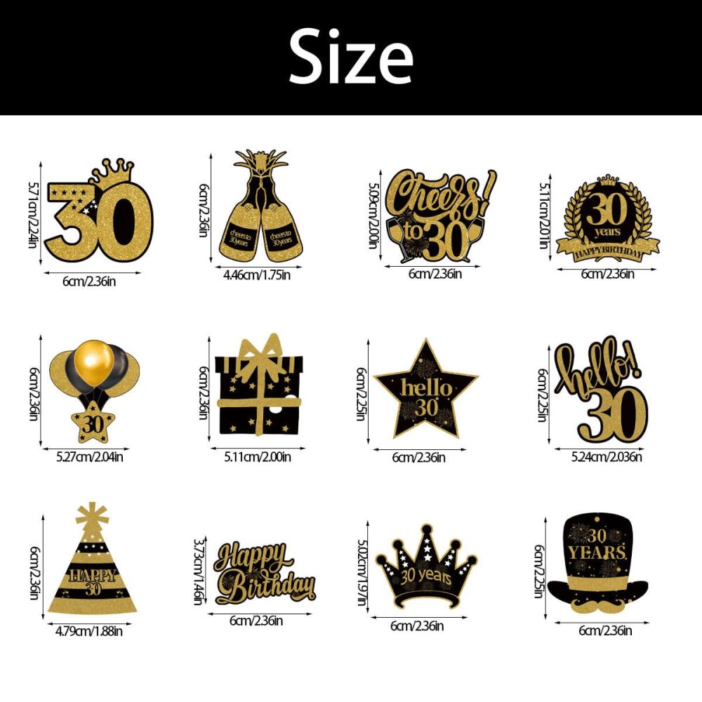 30th Birthday Cake Toppers for Women Men, Hello 30 Black Gold Cupcake Toppers Cheers to 30 Cake Decorations Food Picks Happy 30th Birthday Cake Toppers 30th Birthday Party Supplies (Pack of 12) - Image 6