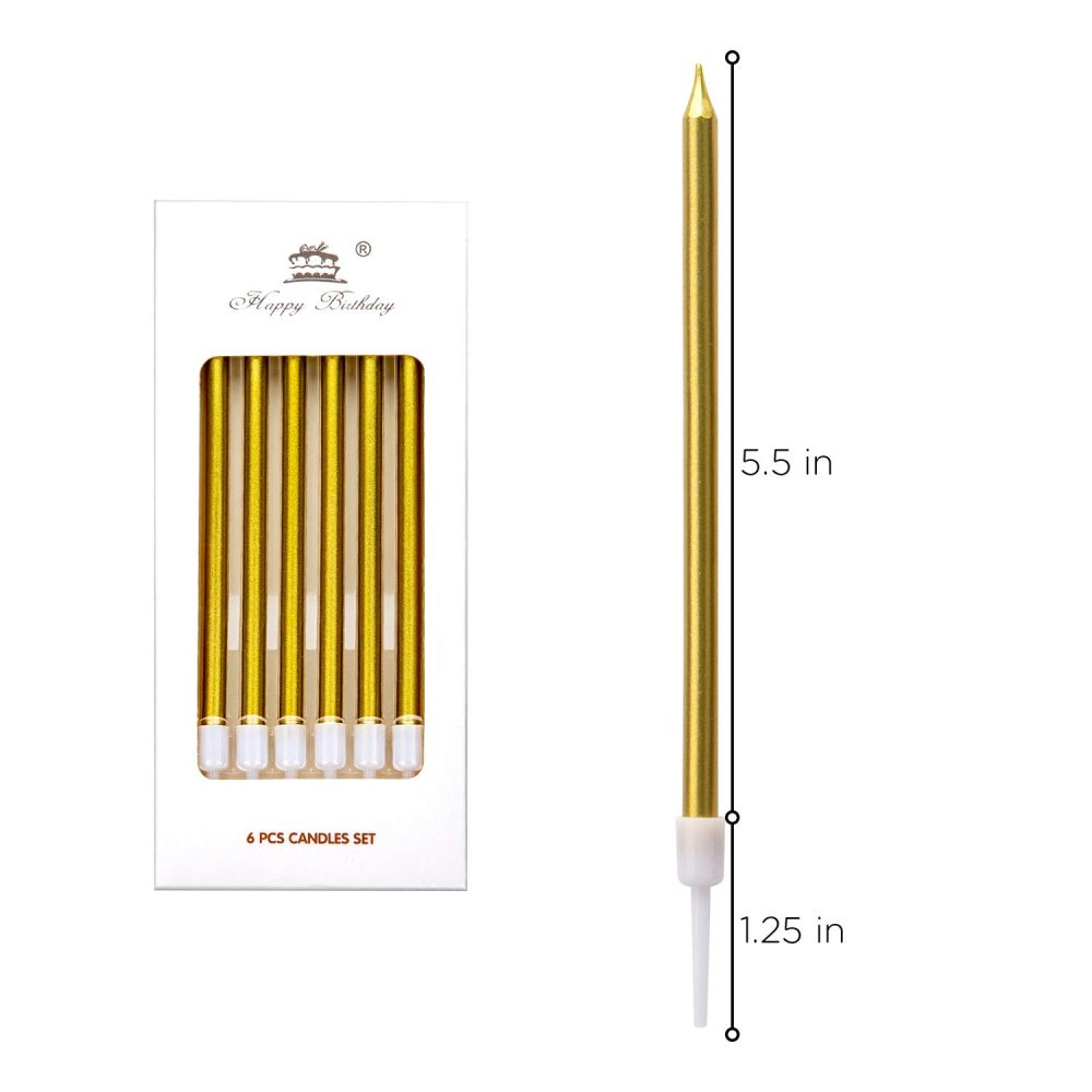 LUTER Metallic Candle Long Gold Candle Birthday Candles with Holder Cake Candles for Wedding Birthday Party Decoration (24 Pieces) - Image 6