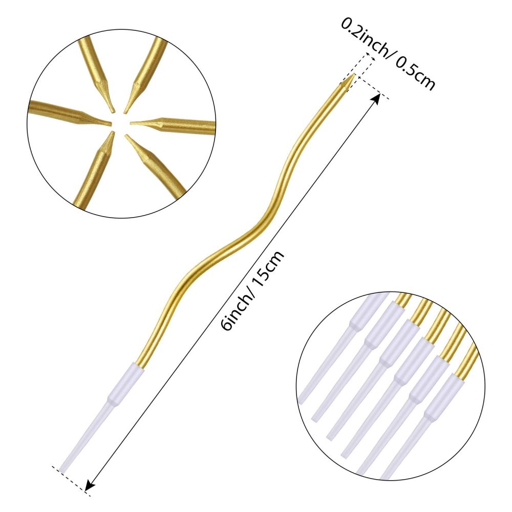12 Pieces Twisty Birthday Candles Spiral Cake Candles Metallic Cake Cupcake Candles Long Thin Coil Cake Candles with Holders for Birthday Wedding Party Cake Decorations (Gold) - Image 5