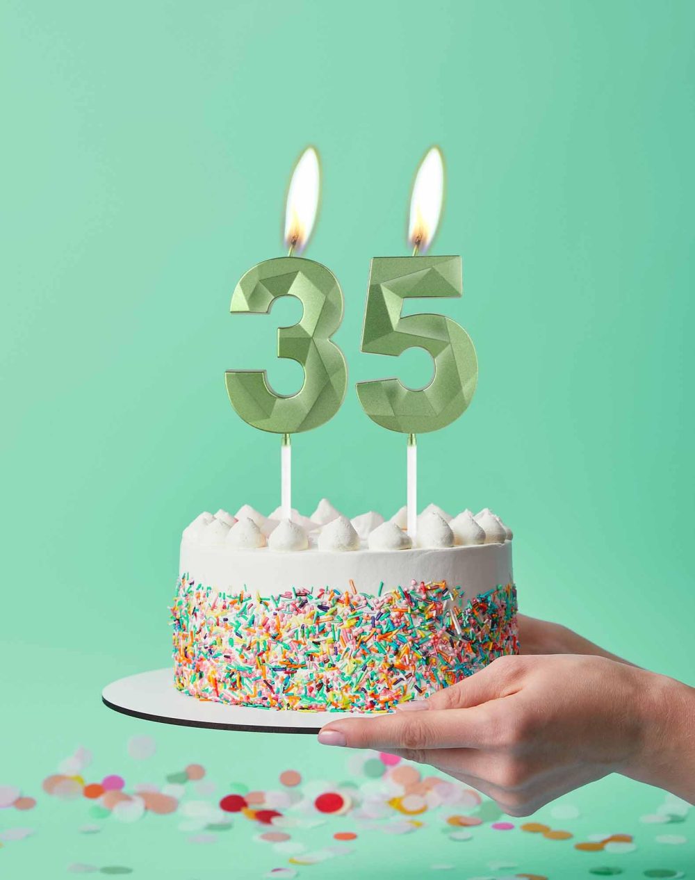 Green 40th Birthday Candles, 3D Green Number 40 Candles for Cake, Women Men 40th Birthday Decorations, Green Cake Decorations, Green Candle Cake Topper for Birthday Party Weddings Anniversary Supplies - Image 3