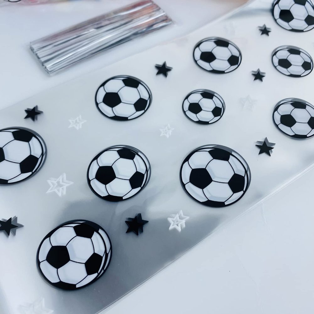 100 Pieces Clear Soccer Treat Bags Gift Bags, Soccer Party Favors Bags Soccer Cellophane Bag for Candy with 100 Pieces Silver Twist Ties - Image 3