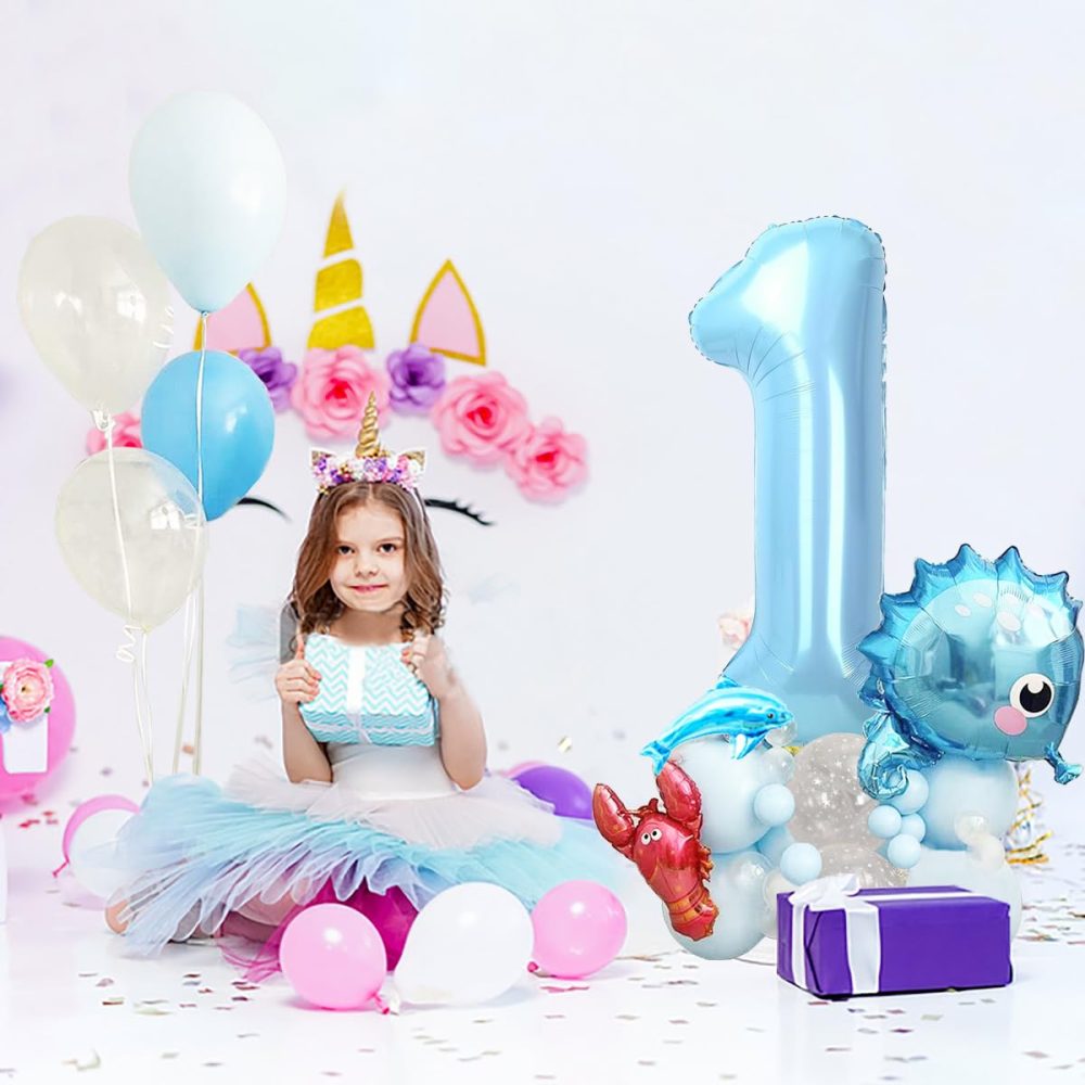 Under The Sea Balloons,Ocean Sea Animal Balloons,1st Birthday Balloons,Seahorse Lobster Dolphin Balloons for Under the Sea Birthday Party Decoration - Image 2
