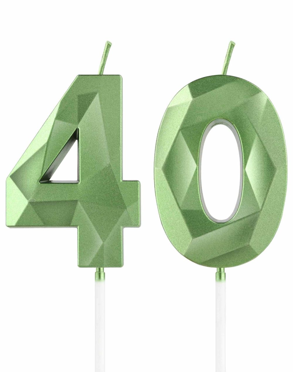 Green 40th Birthday Candles, 3D Green Number 40 Candles for Cake, Women Men 40th Birthday Decorations, Green Cake Decorations, Green Candle Cake Topper for Birthday Party Weddings Anniversary Supplies
