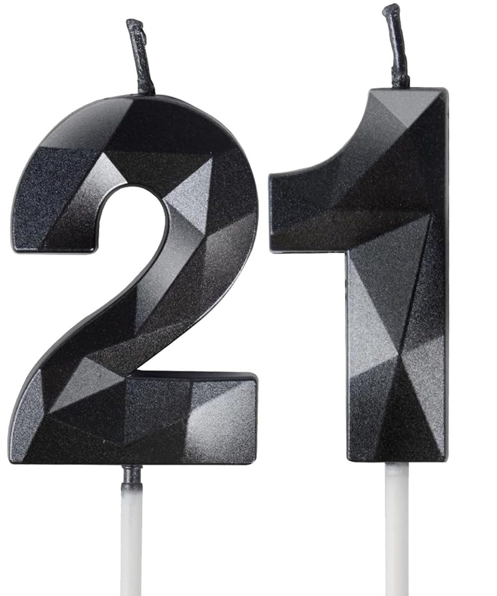 21th Birthday Candles, Black Number 21 Candle,Birthday Cake Candles, Birthday Candle for Cake, Cake Candles Cake Topper Decorations for Birthday Party, Wedding, and Anniversary Supplies