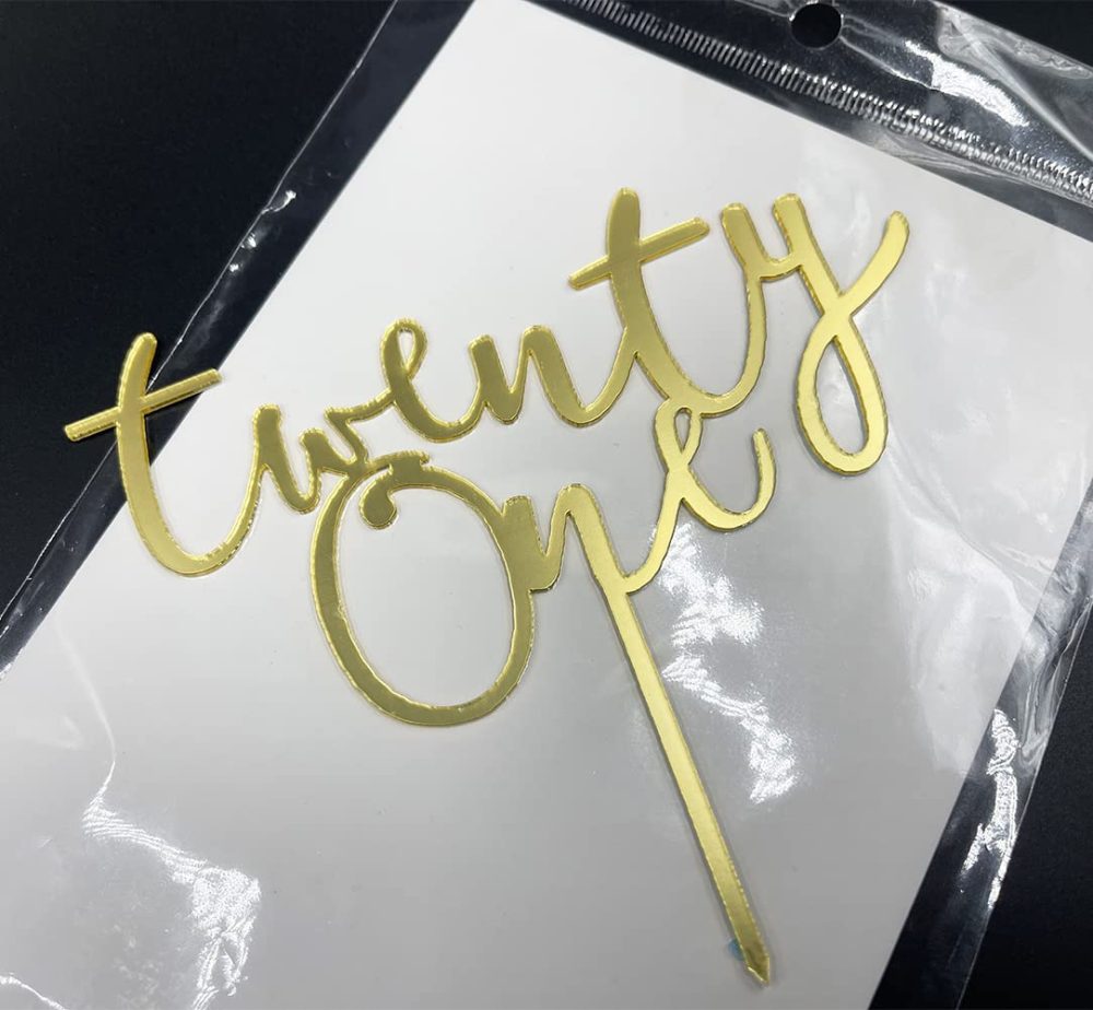 Acrylic Twenty One Cake Topper Happy Birthday 21 21th Age Cake Decoration Anniversary - Image 5