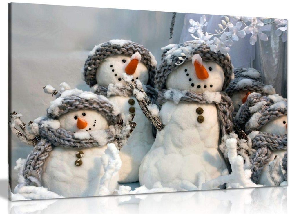 Family Of Snowmen Christmas Winter Canvas Wall Art Picture Print (18x12in), Living Room - Image 5