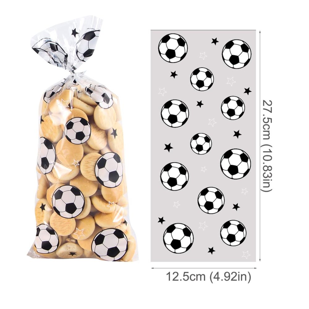 100 Pieces Clear Soccer Treat Bags Gift Bags, Soccer Party Favors Bags Soccer Cellophane Bag for Candy with 100 Pieces Silver Twist Ties - Image 6