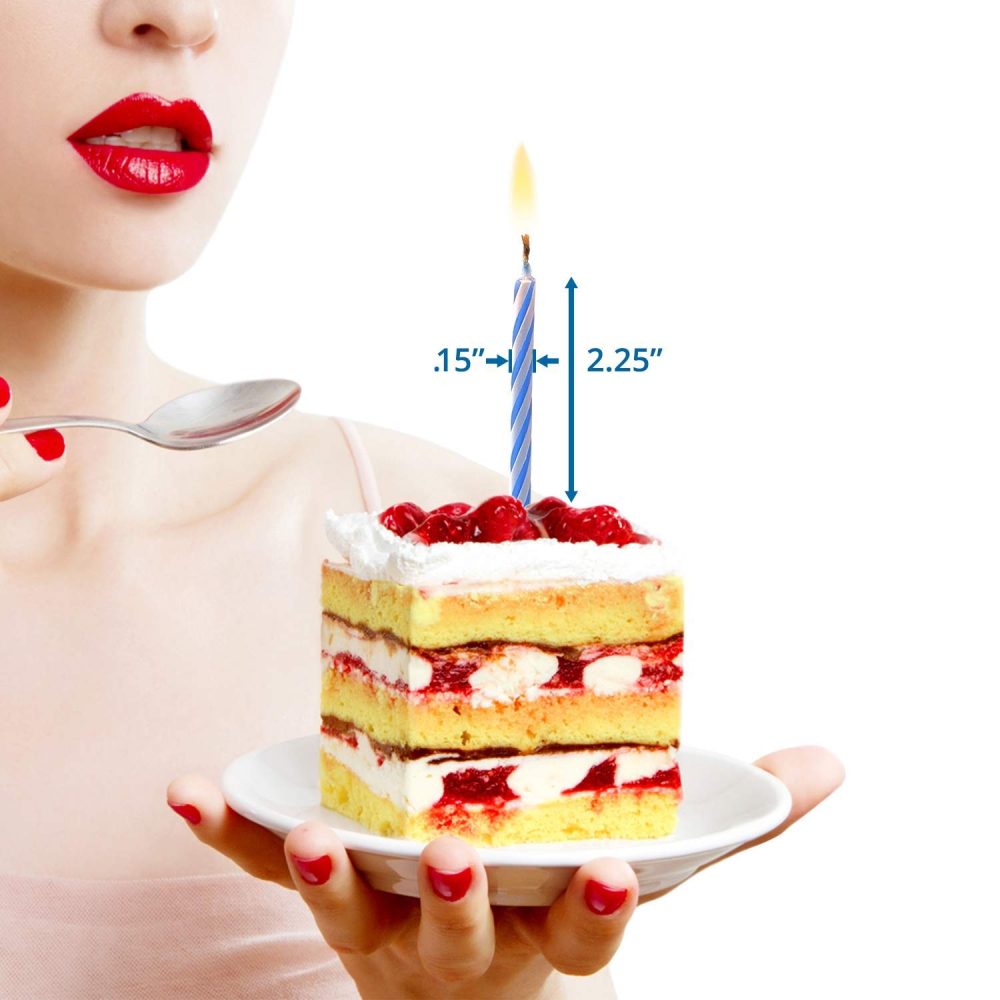 50 Decorative Birthday Cake Celebration Candles Set with Easy to Use Holders, Angel Flames, Assorted Striped Spiral Multi Coloured Birthday Party Candles - Image 6