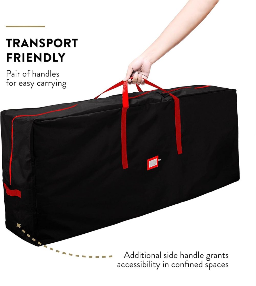 Christmas Tree Bag - Heavy-Duty 600D Oxford Fabric with Sturdy Reinforced Handles & Double Zipper - Waterproof Christmas Decoration Storage Box for Tree and Holiday Decor 9ft Black - Image 3