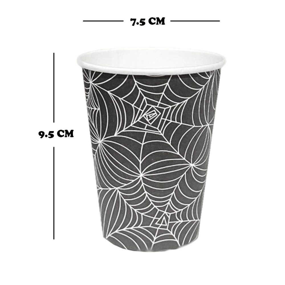 Lizzy Halloween Paper Cups 270ml 8pk - Adults | Spider Black Biodegradable and Compostable Cup for DIY Halloween Party Hot and Cold Drinks - Image 5