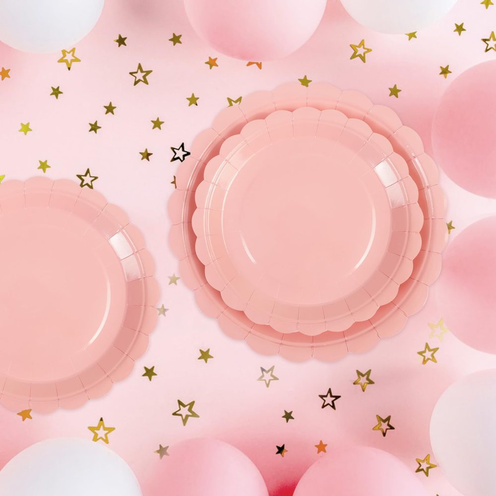 Birthday Party Paper Plates 7 Inch 25 pcs & 9 Inch 25pcs Pink Cake Dessert Plates Party Supplies Scalloped Plates for Baby Shower, Wedding, Birthday - Image 5