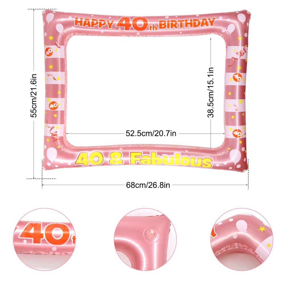 Newthinking 40th Birthday Photo Booth Props, Rose Gold Inflatable Selfie Frame Funny DIY Birthday Party Props for 40th Birthday Party Supplies Decoration - Image 6