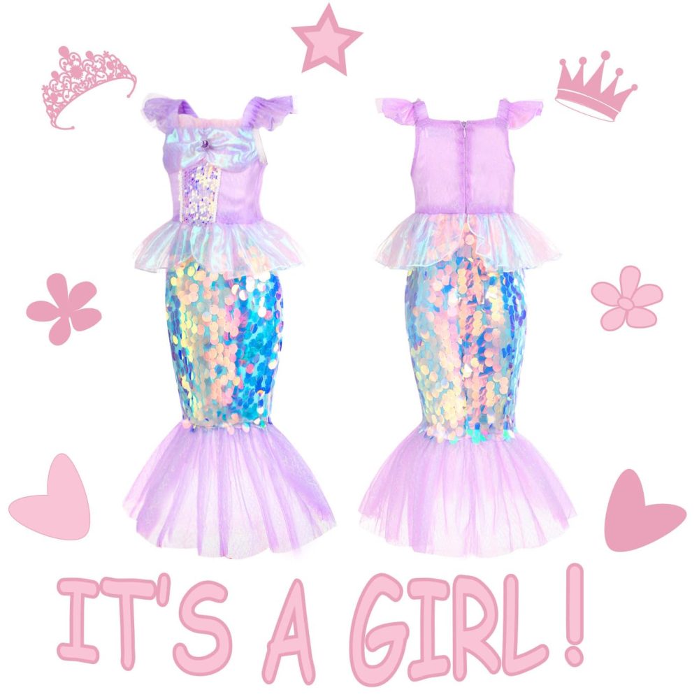 Fancyset Mermaid Costume Princess Mermaid Tail Dress Fancy Dress Up Cosplay Halloween Party Carnival Outfit with Accessories - Image 6