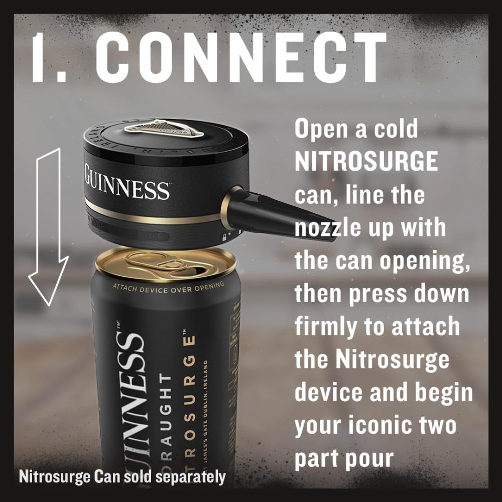 Guinness Draught Nitrosurge Device, Stout Beer, Perfect Pub Pour at Home, Rich Smooth Head & Sweetness of Malt Balanced with Hops, Cans Sold Separately, Device Only - Image 4