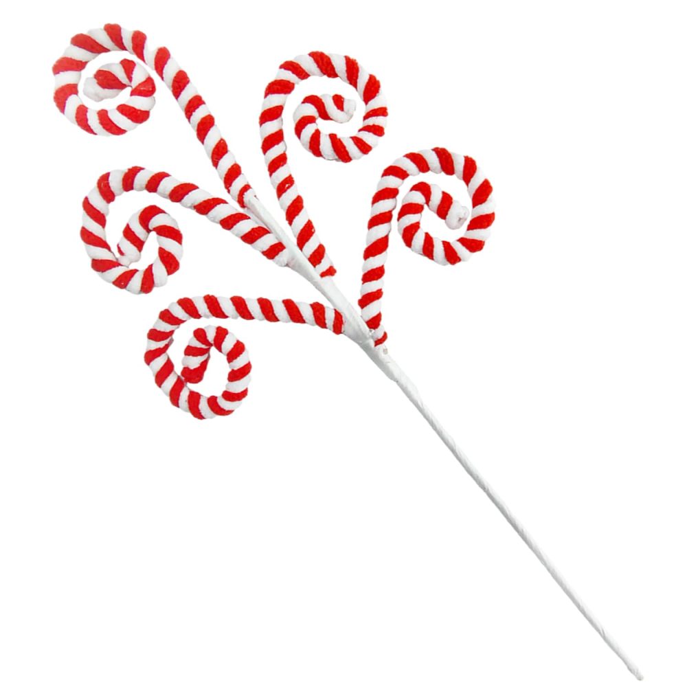 Donfulily 4Pcs Christmas Candy Cane Picks Lollipop Shape Curly Stems for XmasTree Filler Ornaments Centerpieces Festive Home Office Party Decor (Red & White) - Image 5
