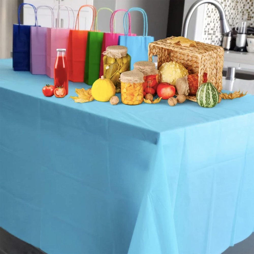 2Pcs 137 * 274cm Pastel Blue Table Cloth Table Covers,Easter Party Rectangular Dining Table Cover Baby Blue Table cover Plastic Tablecloths for Baby Shower,Easter,Birthday Party Decoration - Image 4