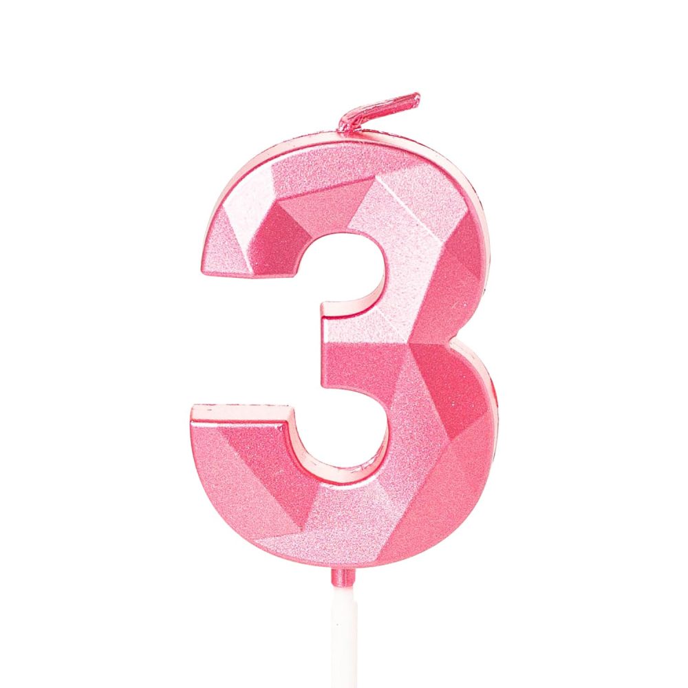 3rd Birthday Candle Pink Number 3 Candle for Birthday Cake, Pink 3 Birthday Candle 3rd Candle for Cake, 3rd Birthday Cake Candle Cake Toppers for 3 Year Old Girls Pink