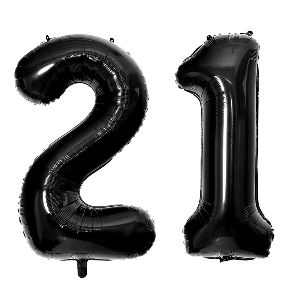 40 Inch Black 21 Number Balloons,Black 2 & 1 Mylar Foil Large Balloons,21 Big Digit Number Balloon for Boys Men 12th 21th Birthday Anniversary Party Supplies