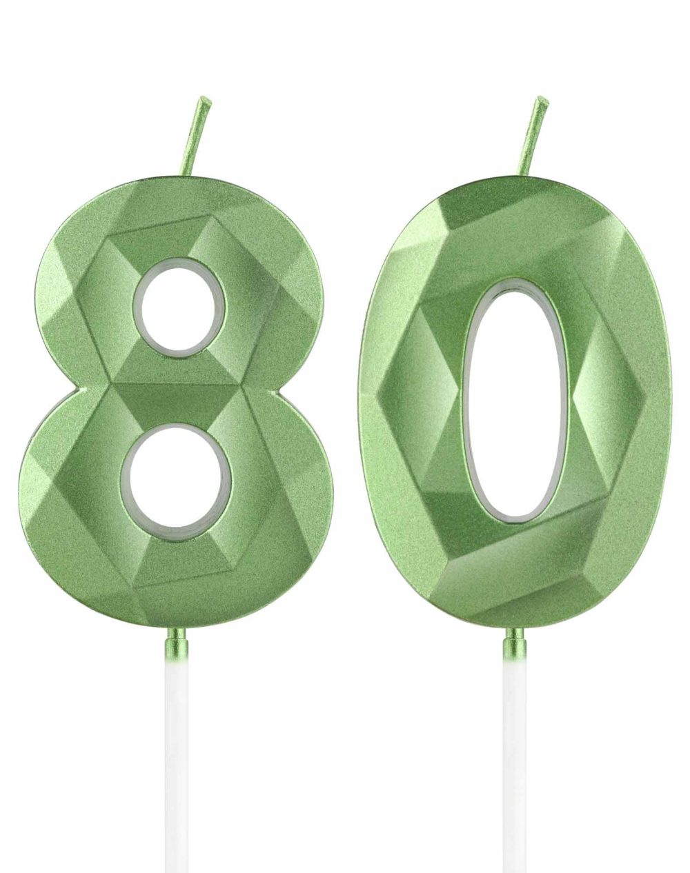 Green 80th Birthday Candles, 3D Green Number 80 Candles for Cake, Women Men 80th Birthday Decorations, Green Cake Decorations, Green Candle Cake Topper for Birthday Party Weddings Anniversary Supplies