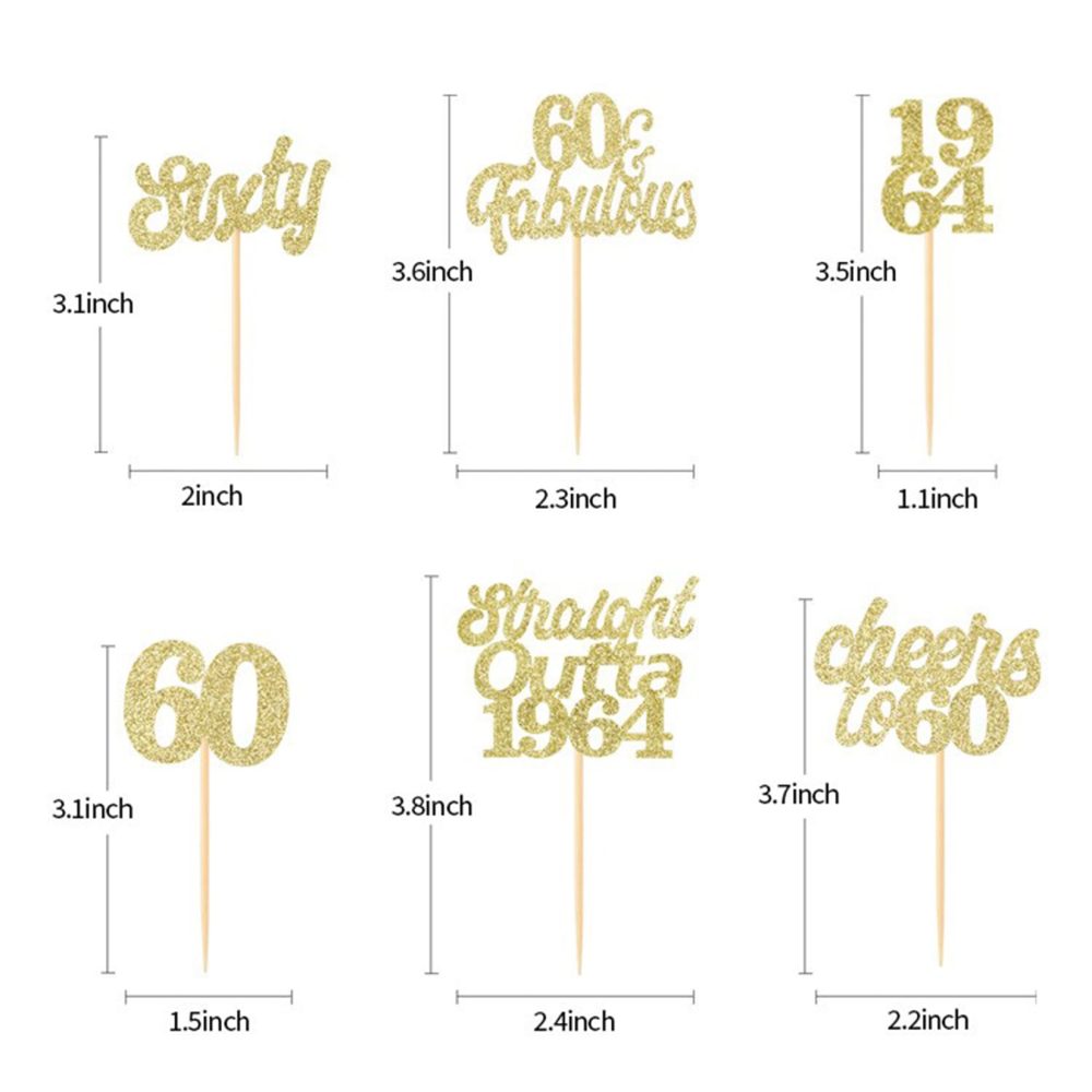 60th Birthday Cake Toppers for Women Men Glitter Gold Cupcake Toppers Cheers to 60 Cake Decorations Food Picks Straight Outta 1964 Cake Toppers 60th Birthday Anniversary Party Supplies (Pack of 12) - Image 5