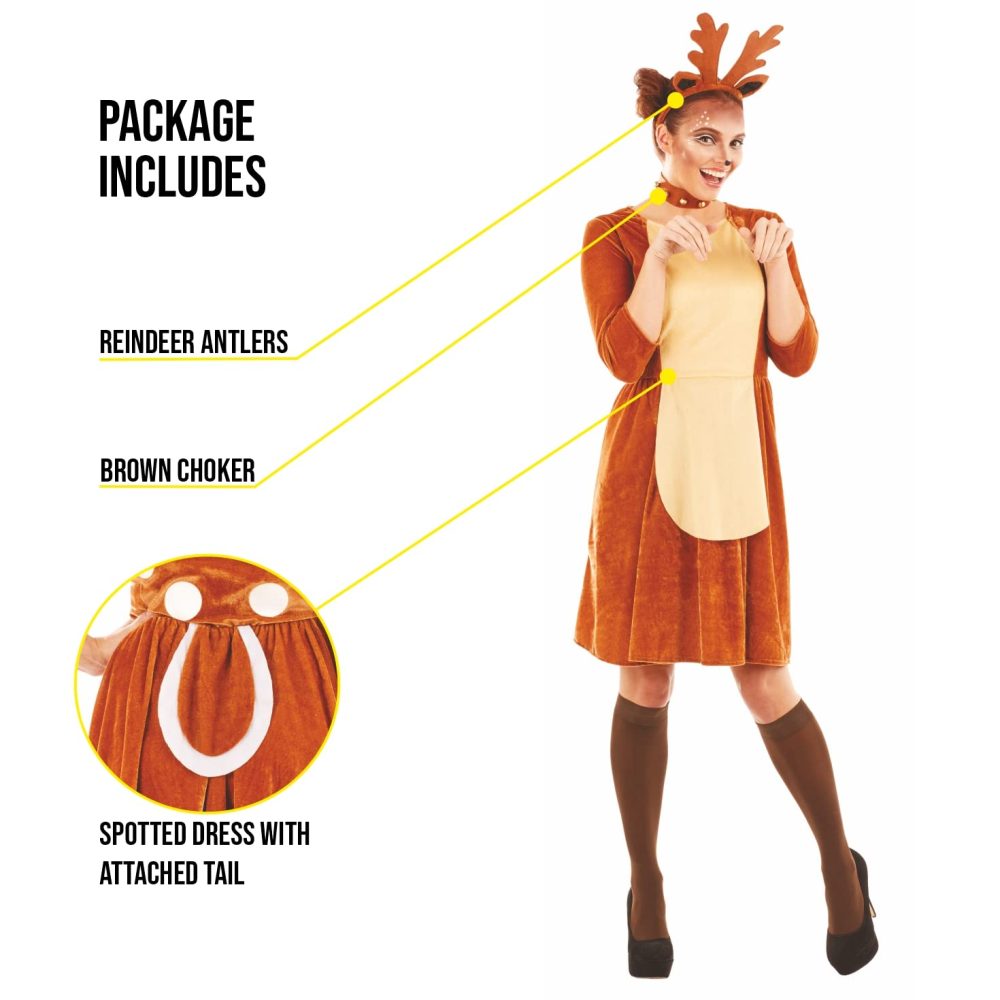 Fun Shack Reindeer Costume Adult, Christmas Fancy Dress Adults, Reindeer Fancy Dress, Reindeer Outfit Adult Christmas Costume Medium - Image 3