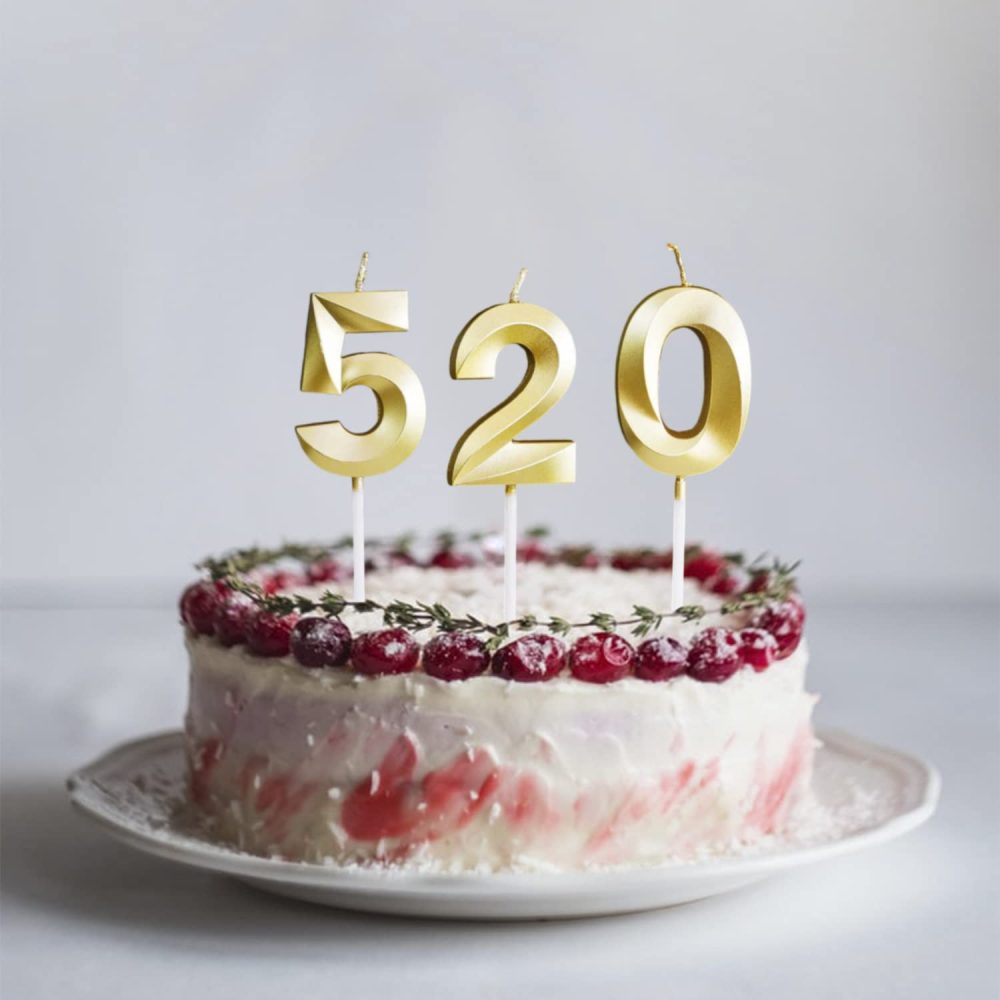 Golden Glitter 3D Number Candles - Perfect for Birthday, Anniversary, Wedding, Graduation Cake (Set of 8) - Image 7