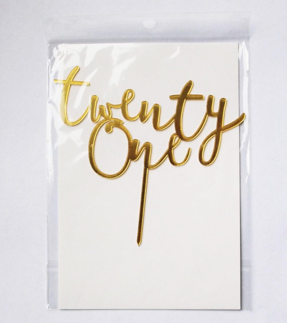 Gold Glitter Acrylic Twenty One Cake Topper, 21th Birthday Cake Toppers, 21th Anniversary Party Decorations Supplies - Image 2