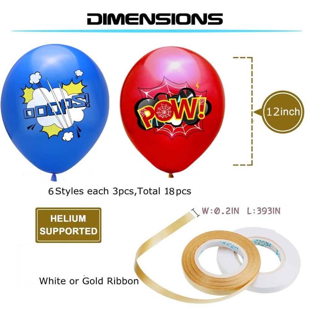 18 Pack Superhero Balloons Avenger Theme Birthday Balloons, Suitable for Superhero Themed Decorations for Children Boys Girls' Birthday Party, Superhero Funcy Dress Home Party Decorations Supplies - Image 6