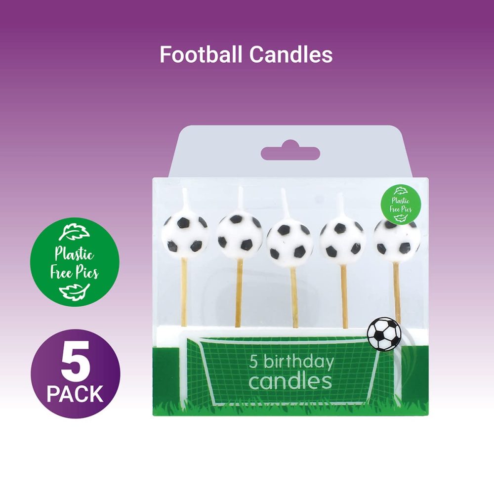 Baked With Love Football Cake Candles, Cupcake Decorations, Cupcake Candles - Pack of 5 Candles - Image 6