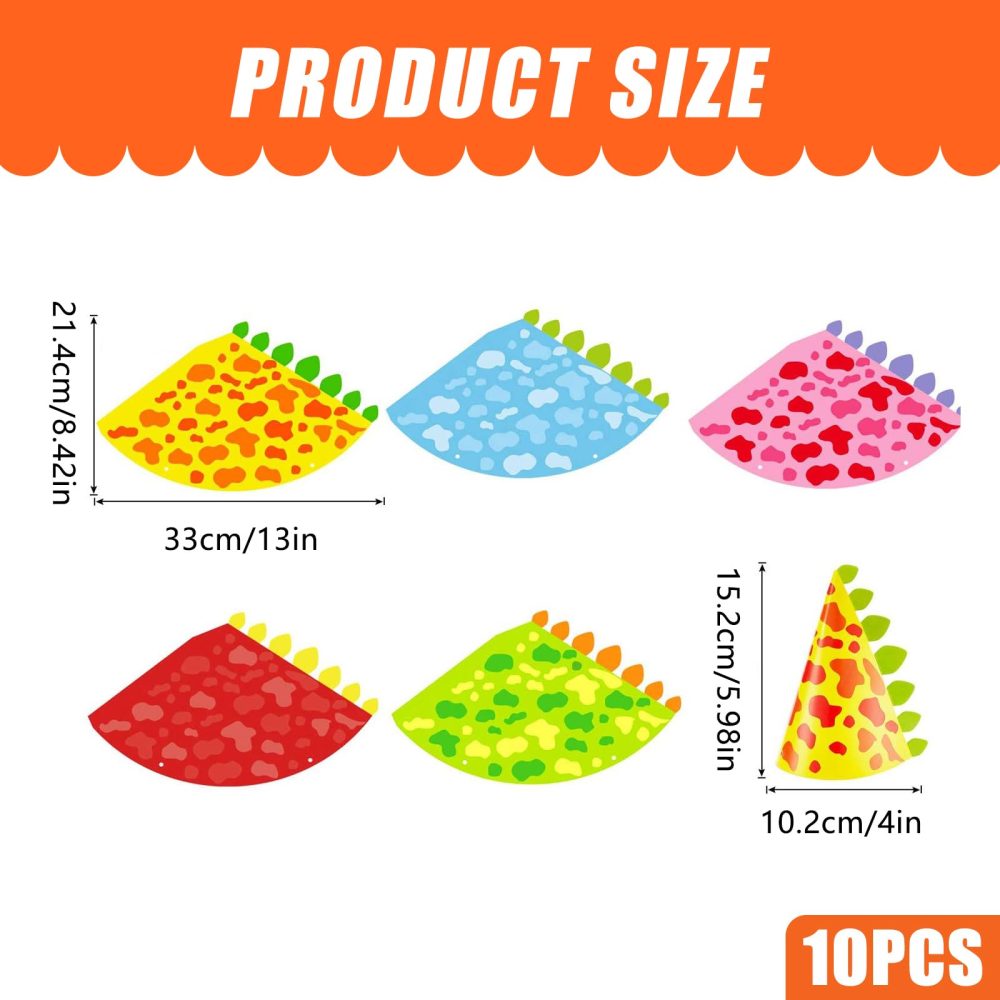 Satiskid 10 Pcs Dinosaur Theme Party Hat Kids Dinosaur Cone Hats Dinosaur Party Paper Hats Kids Birthday Party Hats for Kids Birthday Hats Cartoon Elastic Band Baby Happy Birthday - Image 5