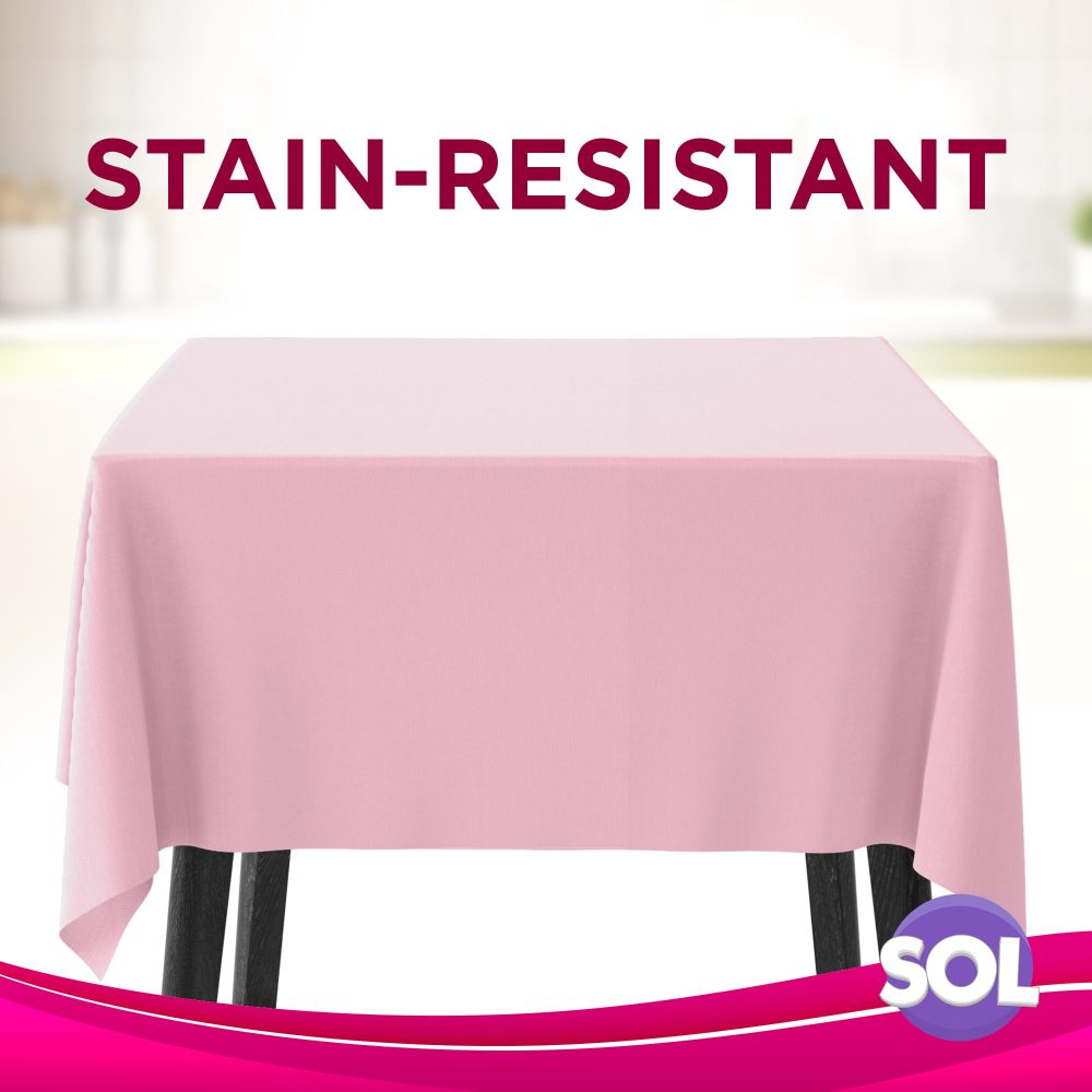 12pk Pink Table Cloths Party | 121 x 121cm | Plastic Table Cover Party | Baby Pink Table Cloth Party Table Cover | Pink Party Table Cloth | Pink Table Cover | Pink Tablecloth | Pink Plastic Tablecloth - Image 4