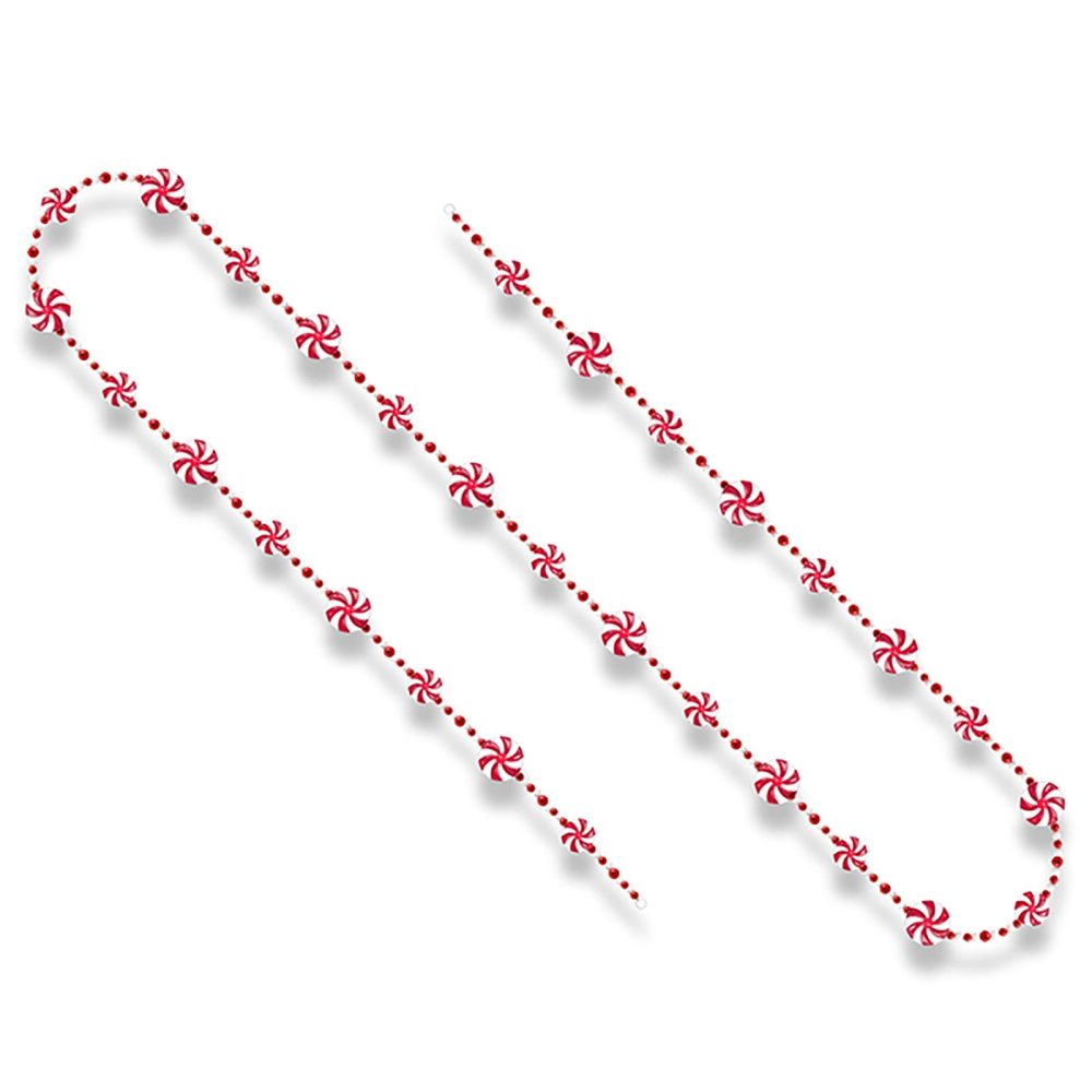 URMAGIC Christmas Candy Garland,8 Ft/2.4m Green Red White Peppermint Candy Bead Garland,DIY Plastic Christmas Beaded Garlands,Christmas Tree Ornaments,Xmas Hanging Decorations for Trees Fireplace - Image 3