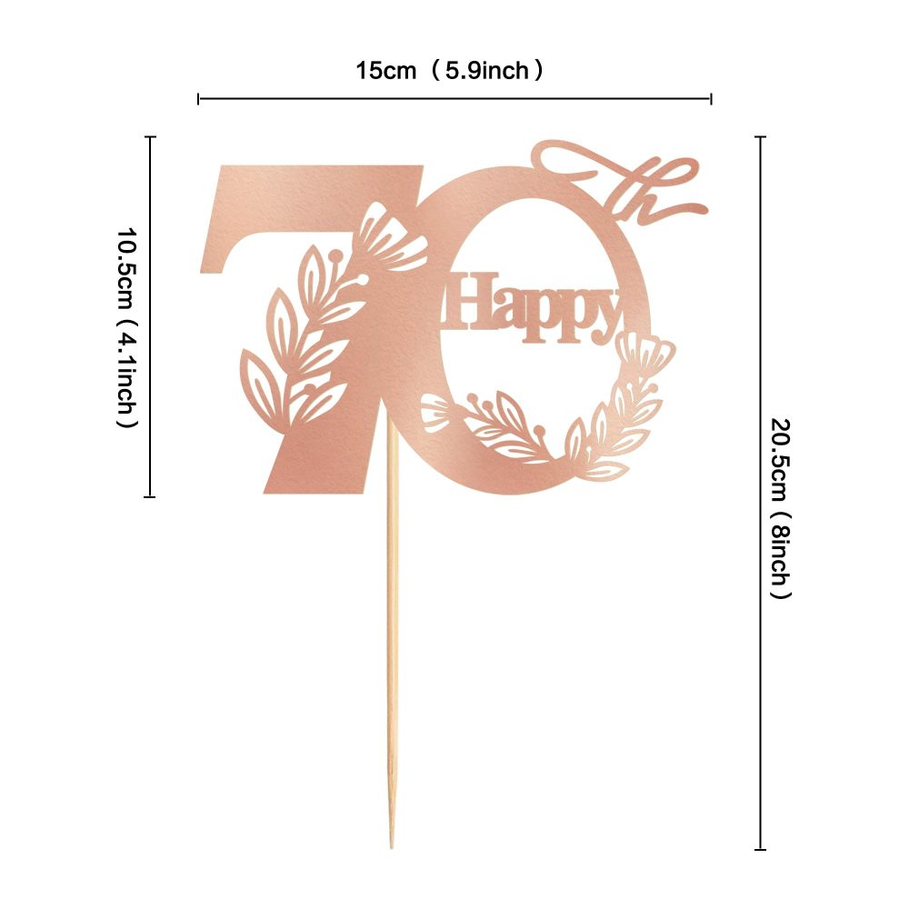 Blumomon 1Pcs 70th Happy Birthday Cake Topper Happy 70 Cake Topper Cheers to 70 Cake Decoration 70th Birthday Party Decoration 70th Anniversary Cake Decoration（Rose Gold） - Image 7