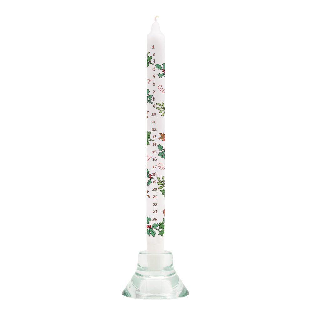 Alison Gardiner Holly and The Ivy with Merry Christmas Unique Festive Advent Wax Dinner Candle 12 Hours Burn Time 29.5 cm