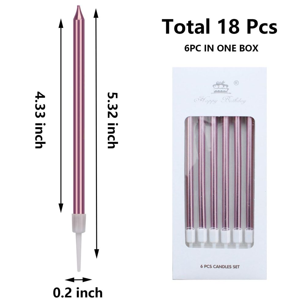 Birthday Candles,18 Pcs Cake Candles, Birthday Cake Candles for Cupcake or Cakes, 5.3 Inch Rose Gold Candles for Wedding, Party or Celebrate Anniversary - Image 6