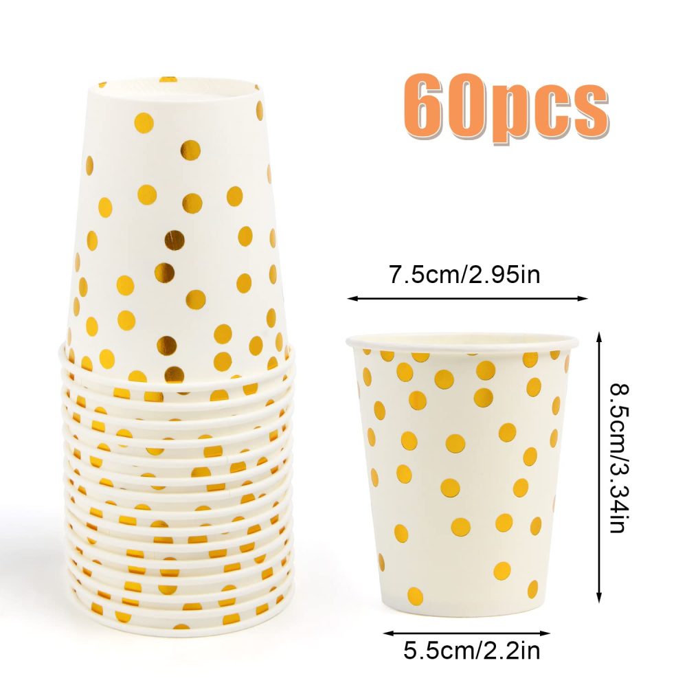 SULOLI Paper Cups, 60 Pack 9 Ounce Gold Cups Hen Do Cups Party Cup Hen Party Cups for Party Decoration - Image 6