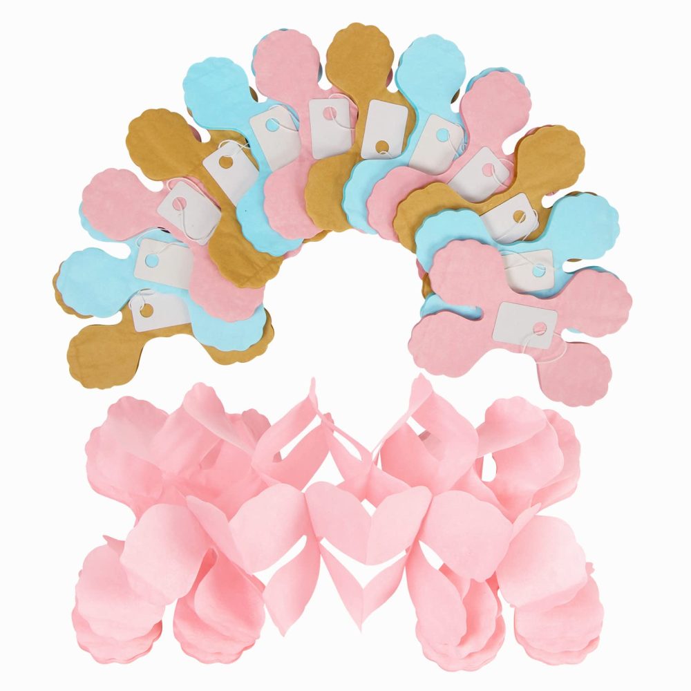 Blue-Pink Gold Party-Decorations Streamers Garland - 12pcs Gender Reveal Ideas 4-Leaf Clover Paper Streamer Wedding Birthday Bachelorette Engagement Baby Shower Supplies Banners Lasting Surprise - Image 6