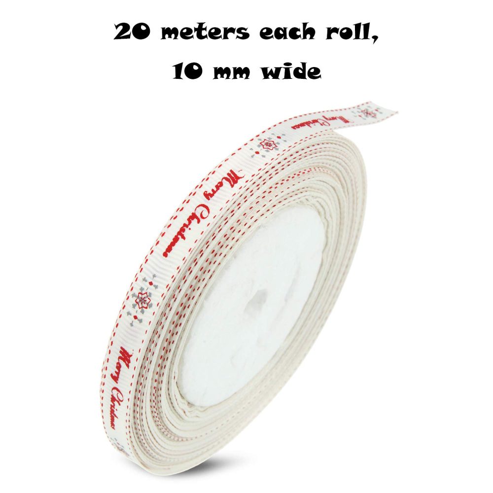 65 Feet Christmas Grosgrain Ribbon Merry Christmas Ribbon Gift Wrapping Ribbon for Christmas DIY Gifts, 10 mm Wide - Image 7