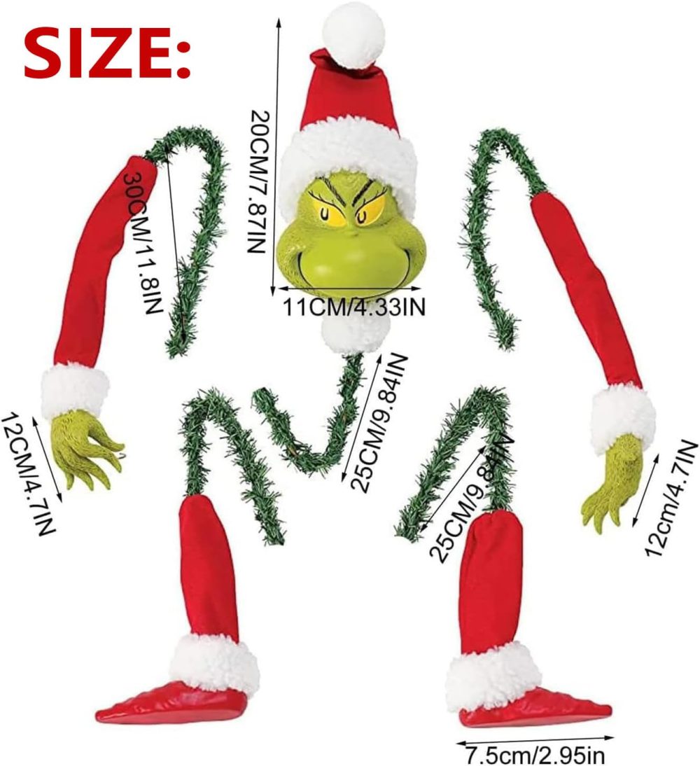 Christmas Tree Decorations Gifts - Christmas Tree Topper, Elf Head/Arm/Leg for Christmas Tree Stole Elf Stuffed Leg Stuck Tree Topper Garland Ornaments - Image 7